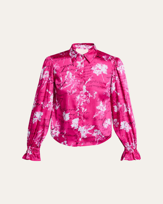 Fiona Warm Carnation Blouson-Sleeve Top